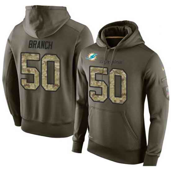 NFL Nike Miami Dolphins 50 Andre Branch Green Salute To Service Mens Pullover Hoodie